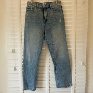 LOFT Straight Jeans Medium Wash Distressed Size 28